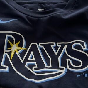MLB Tampa Bay Rays Navy Blue T Shirt Youth Large (14/16) Arozarena Nike Cotton